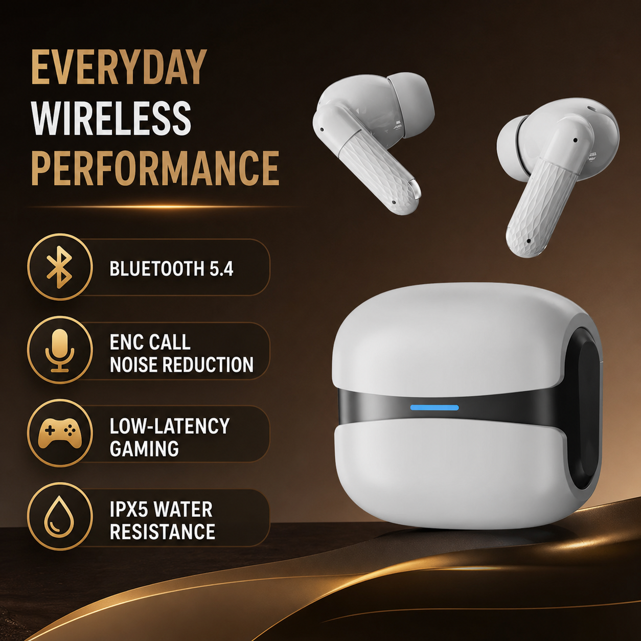 Bluetooth 5.4 ENC wireless earbuds feature overview