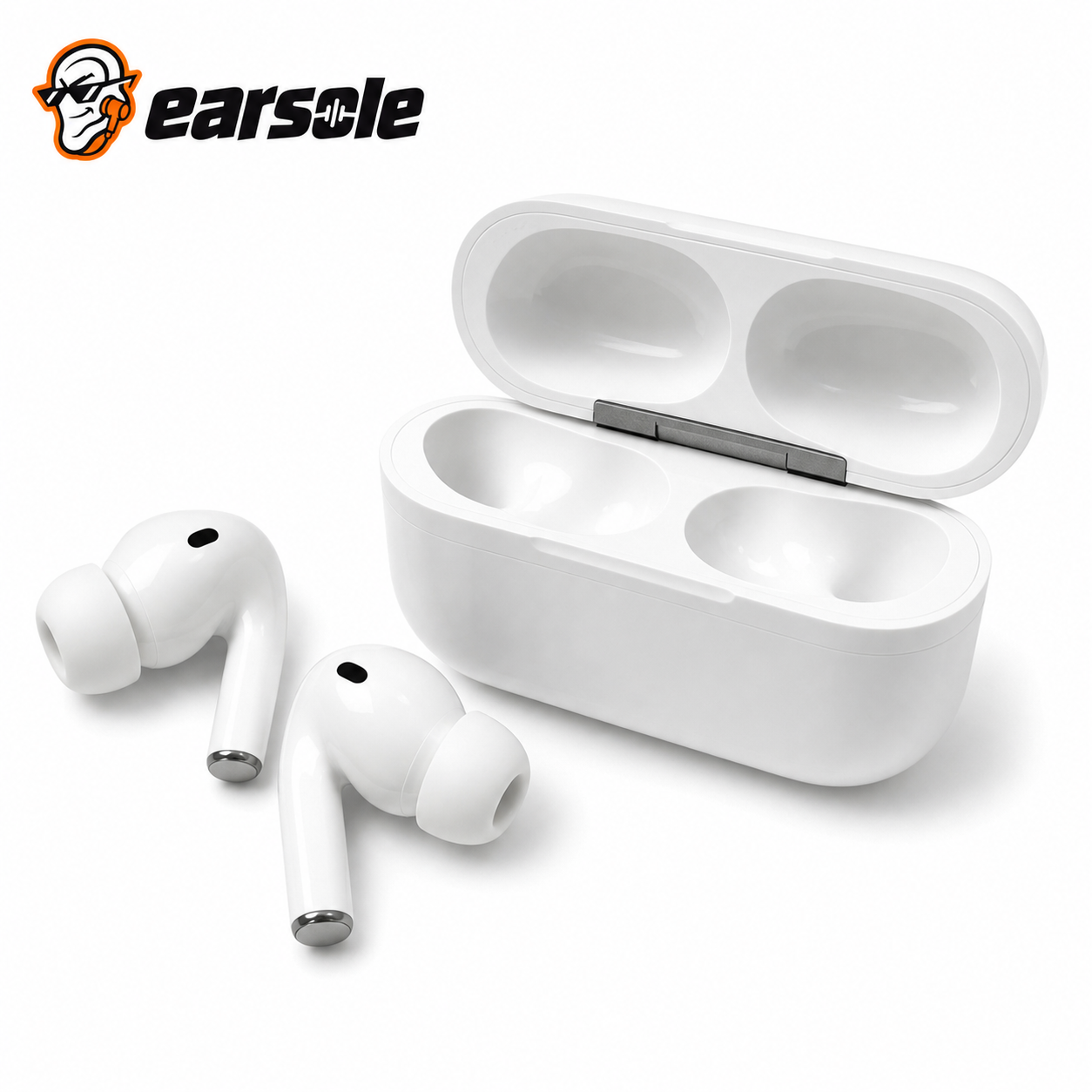 EARSOLE white in-ear wireless earbuds with charging case
