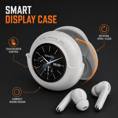 Round touchscreen charging case detail