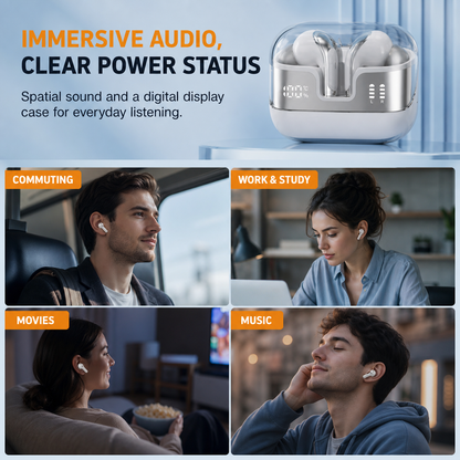 Wireless earbuds for commuting work movies and music