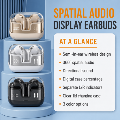 Semi-in-ear wireless earbuds with three color options