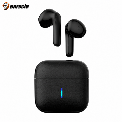 EARSOLE wireless earbuds with charging case on white background