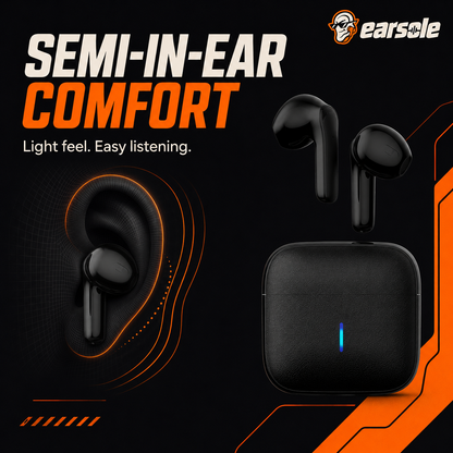 Semi-in-ear Bluetooth earbuds designed for lightweight everyday comfort